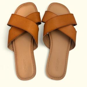 Size 8.5 Cognac Crisscross Double Strap Sandals from Old Navy